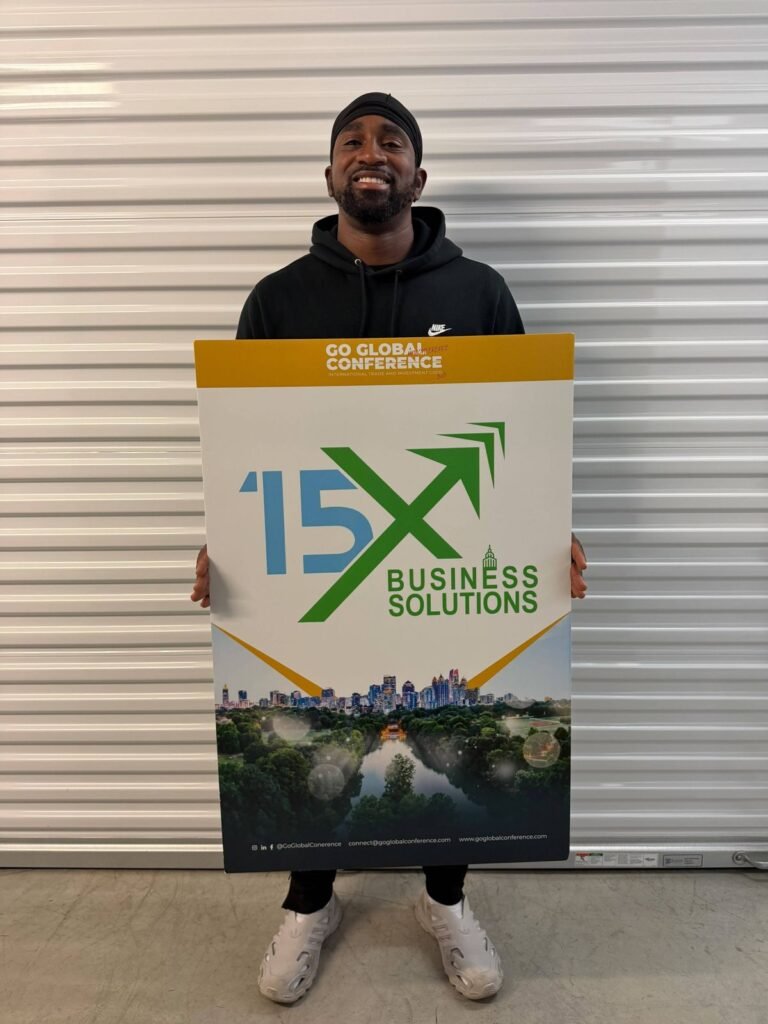 Printed foam board sponsor sign for a conference