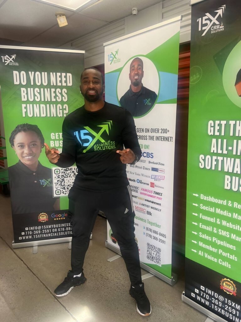 Three printed retractable banners for 15X brands